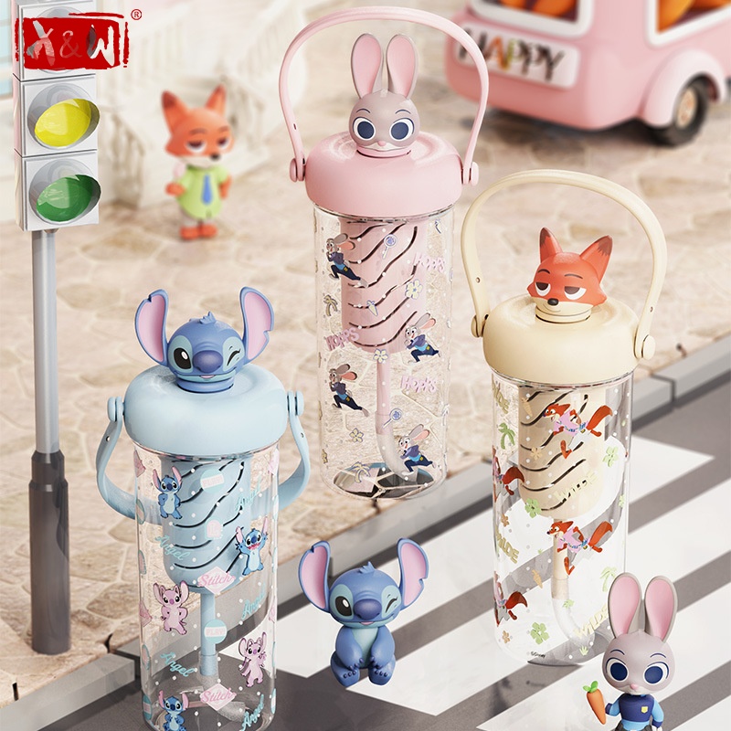 X Sports Equipment - X&W Zootopia 밀짚 물병 여름용 차가운