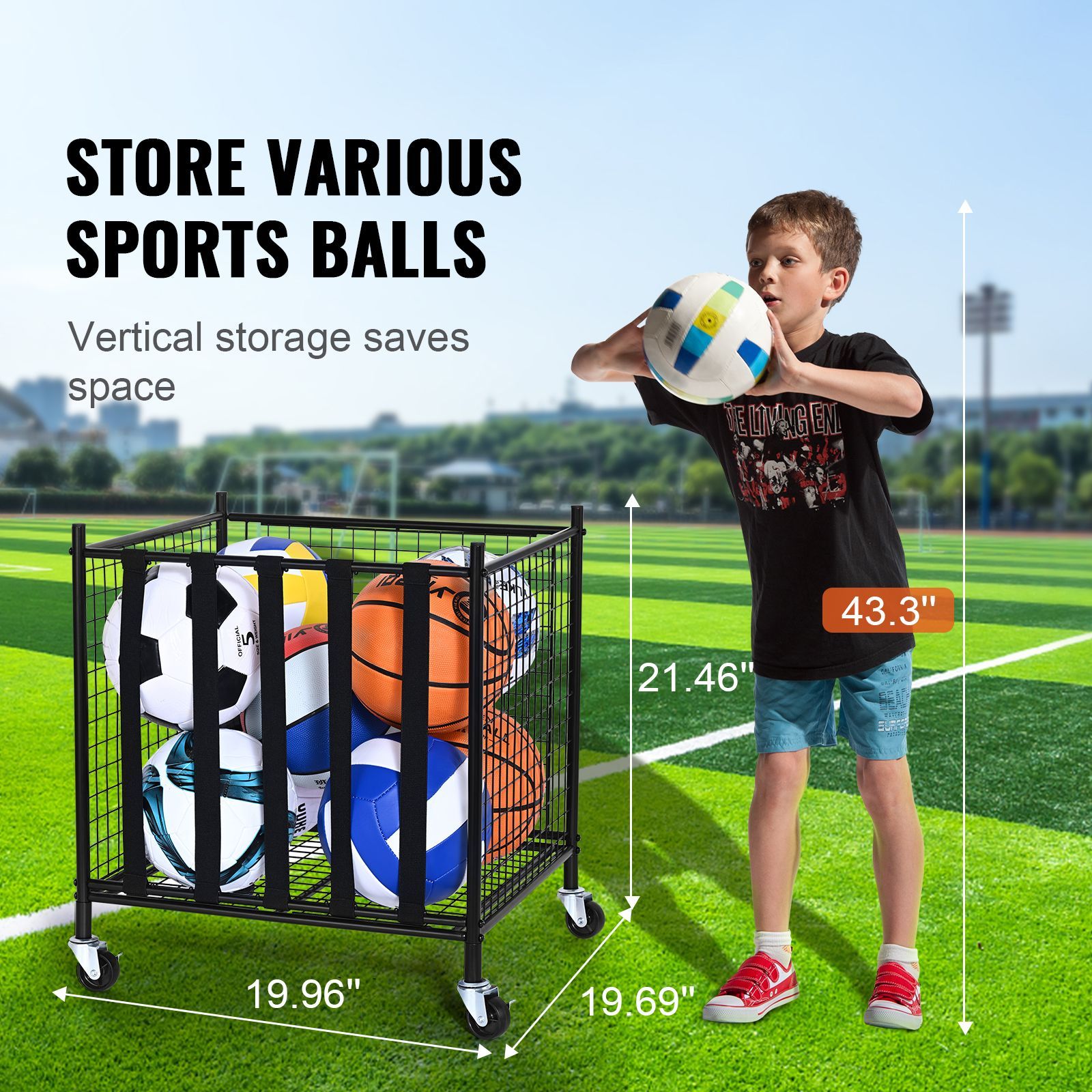 롤링 스포츠 공 보관 카트, 탄성 스트랩이 있는 잠금식 - Sports Equipment Cart 리뷰 및 가격