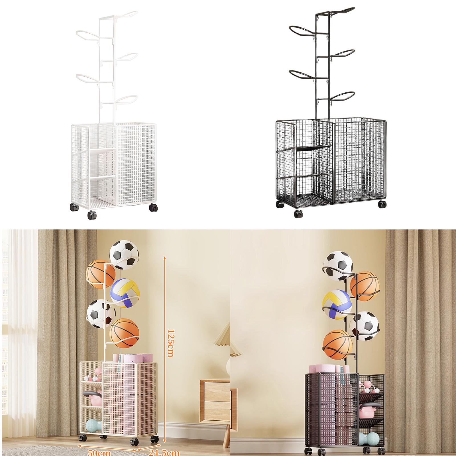 볼 보관 랙, 대형 바구니와 바퀴 달린 후크가 있는 수 - Sports Equipment And Facilities 리뷰 및 가격