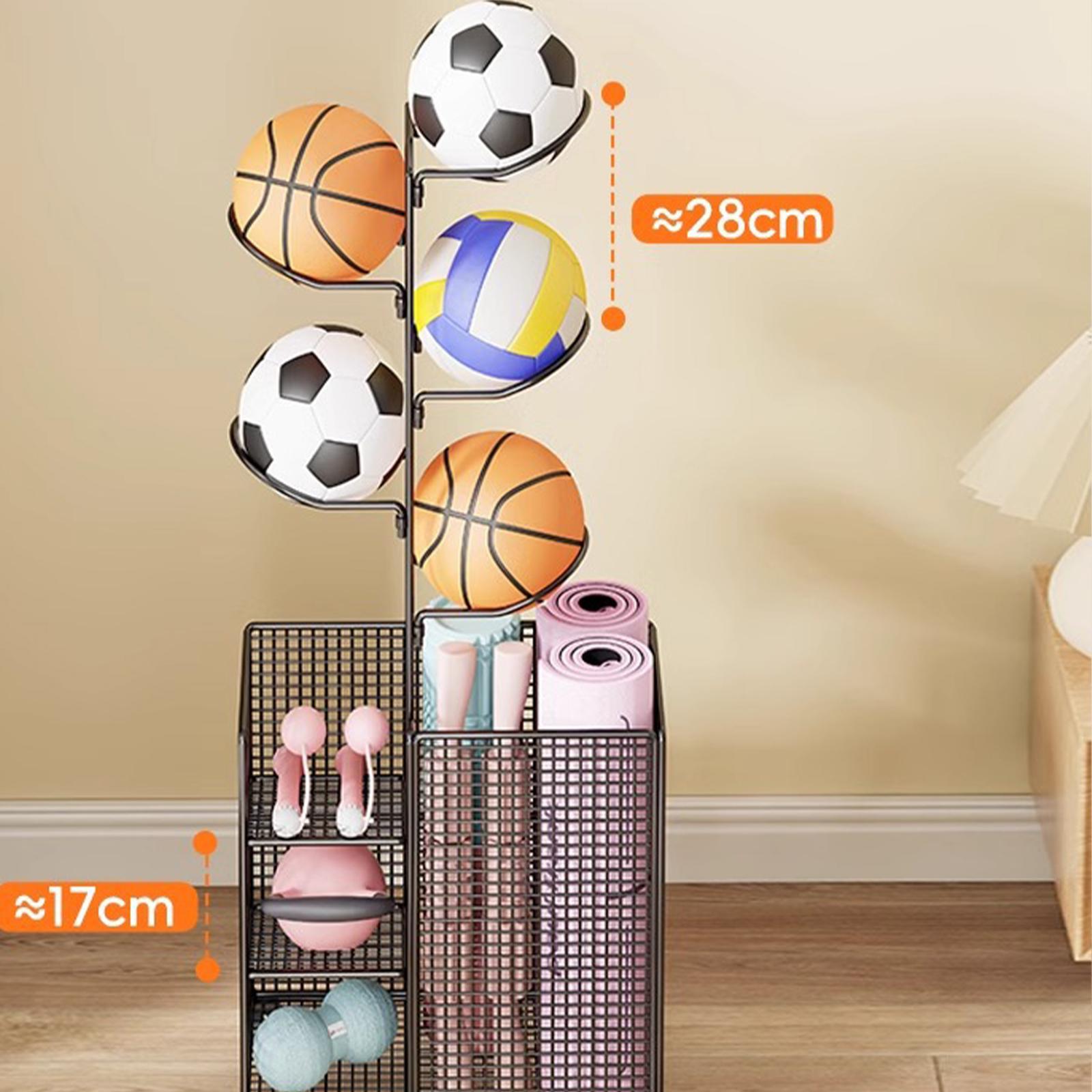 볼 보관 랙, 대형 바구니와 바퀴 달린 후크가 있는 수 - Sports Equipment And Facilities 리뷰 및 가격